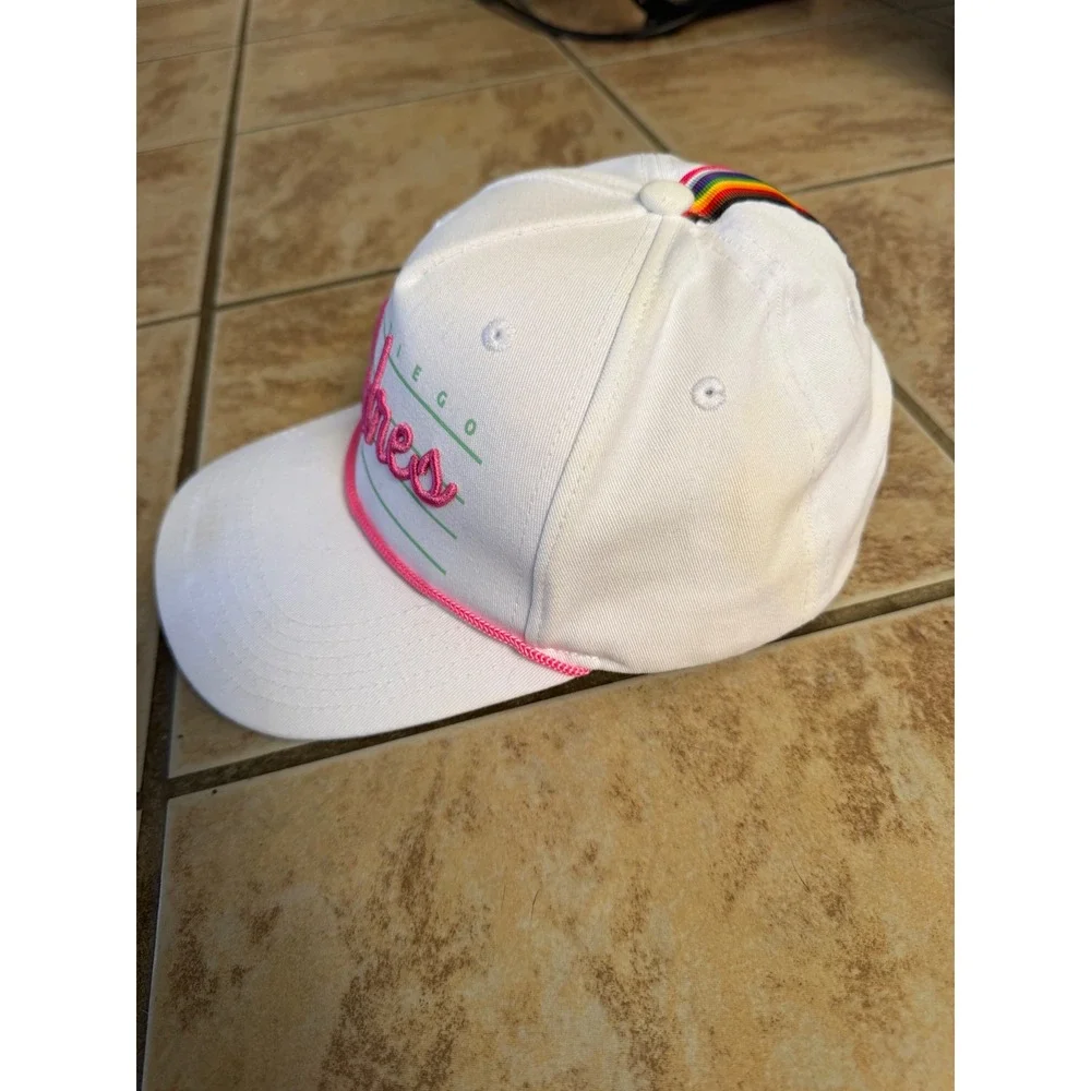 San Diego Padres White Pink Rope Snapback Hat Rainbow Pride Stripe